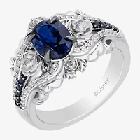 Enchanted Disney Fine Jewelry Cinderella(I, I2) Womens 1/8 CT. T.W. Lab Created Blue Sapphire Sterling Silver Cinderella Cocktail Ring