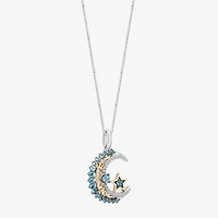 Enchanted Disney Fine Jewelry Jasmine (I, I2) Womens Diamond Accent Genuine Blue Topaz 14K Gold Over Silver Sterling Silver Round Jasmine Pendant