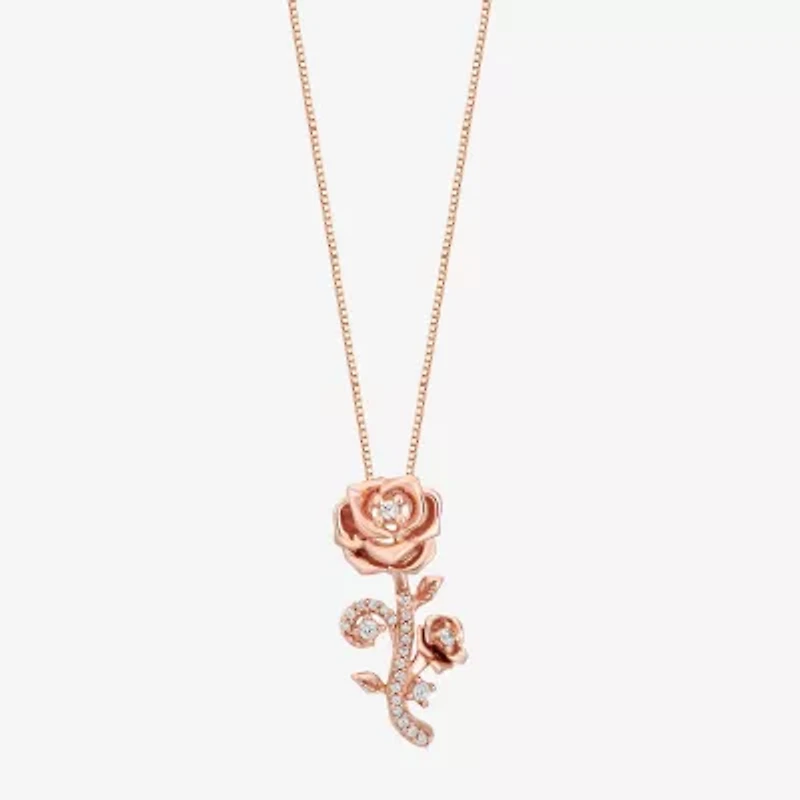 Belle (I, I2) Womens 1/6 CT. T.W. Lab Grown White Diamond 14K Rose Gold Over Silver Round Belle Pendant