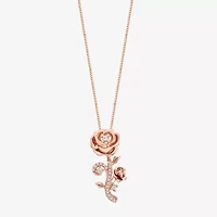 Belle (I, I2) Womens 1/6 CT. T.W. Lab Grown White Diamond 14K Rose Gold Over Silver Round Belle Pendant