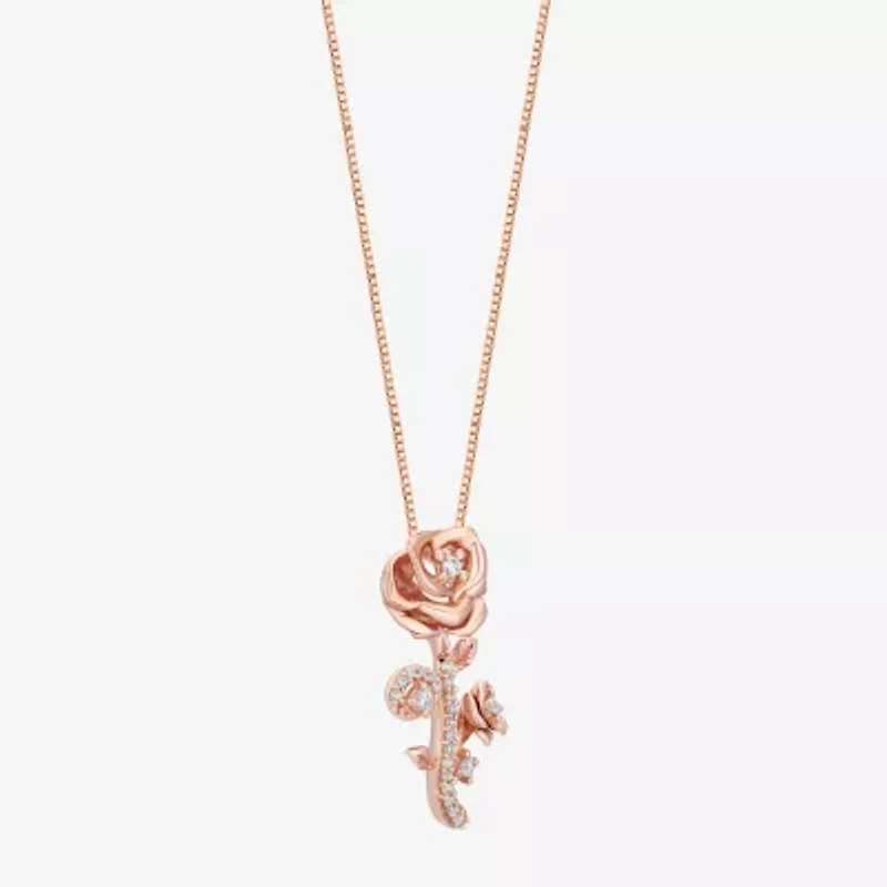 Belle (I, I2) Womens 1/6 CT. T.W. Lab Grown White Diamond 14K Rose Gold Over Silver Round Belle Pendant