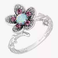 Enchanted Disney Fine Jewelry Mulan(I, I2) Womens 1/10 CT. T.W. Lab Created White Opal Sterling Silver Round Mulan Cocktail Ring