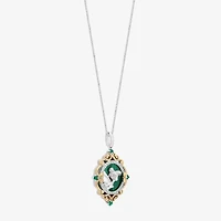 Enchanted Disney Fine Jewelry Tinker Bell(I,I2) Womens Diamond Accent Genuine Green Malachite 14K Gold Over Silver Oval Tinker Bell Pendant
