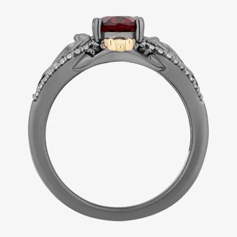 Evil Queen (I, I2) Womens 1/8 CT. T.W. Genuine Red Garnet 14K Gold Over Silver Oval Cocktail Ring