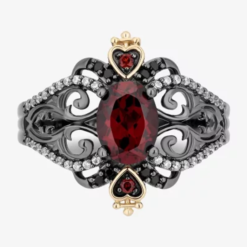 Evil Queen (I, I2) Womens 1/8 CT. T.W. Genuine Red Garnet 14K Gold Over Silver Oval Cocktail Ring
