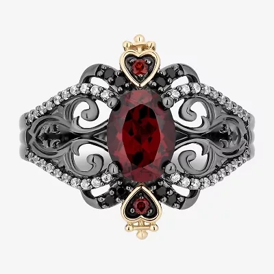 Evil Queen (I, I2) Womens 1/8 CT. T.W. Genuine Red Garnet 14K Gold Over Silver Oval Cocktail Ring