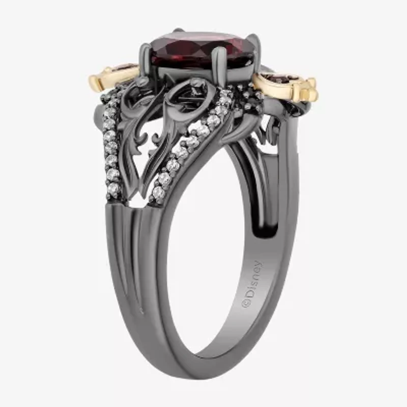 Evil Queen (I, I2) Womens 1/8 CT. T.W. Genuine Red Garnet 14K Gold Over Silver Oval Cocktail Ring