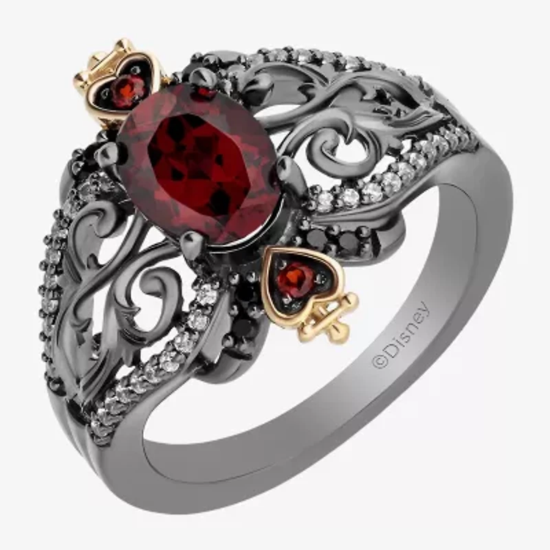 Evil Queen (I, I2) Womens 1/8 CT. T.W. Genuine Red Garnet 14K Gold Over Silver Oval Cocktail Ring