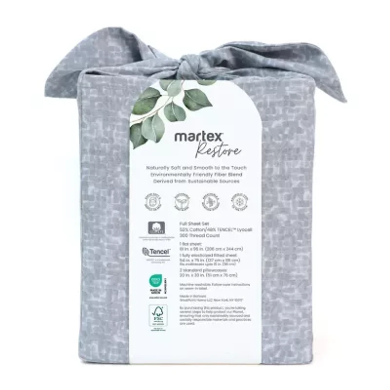 Martex Restore Echo Sheet Set 300tc Wrinkle Resistant Temperature Regulating