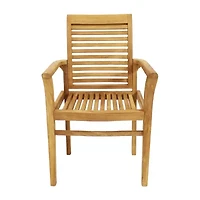 Teak Traditional Slat Style Patio Dining Chair