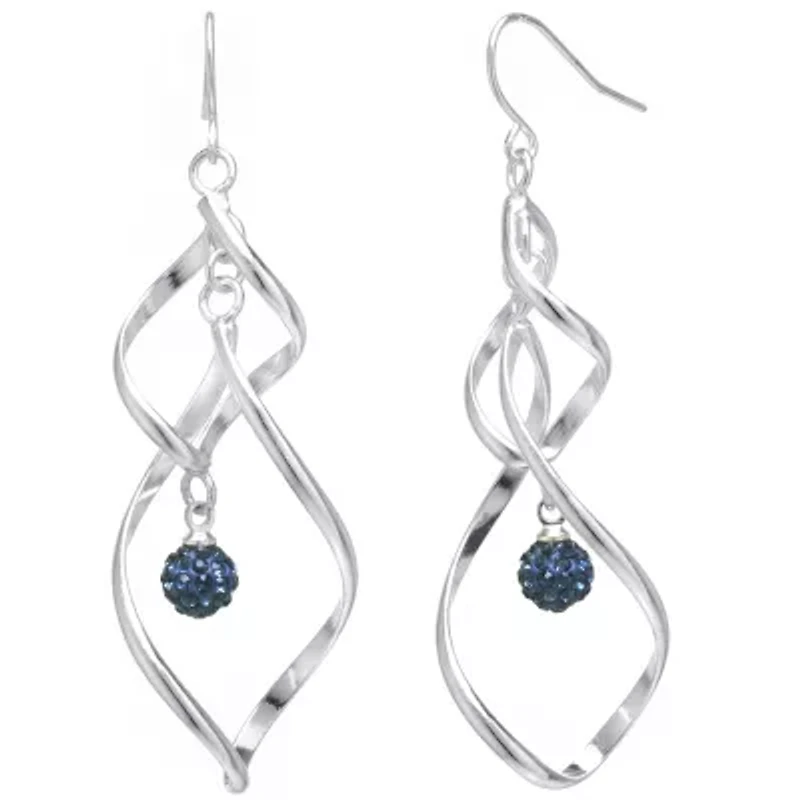 Sparkle Allure Womens Crystal Pure Silver Over Brass Drop Earrings