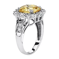 DiamonArt® Womens 3 1/2 CT. T.W Yellow Cubic Zirconia Platinum Over Silver Cocktail Ring