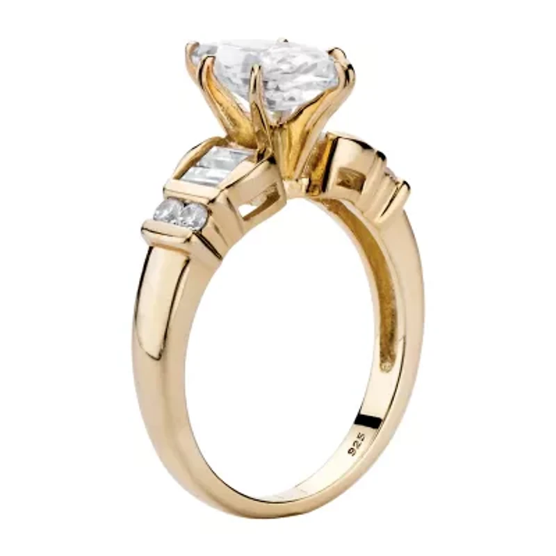 DiamonArt® Womens 2 1/2 CT. T.W. White Cubic Zirconia 14K Gold Over Silver Engagement Ring
