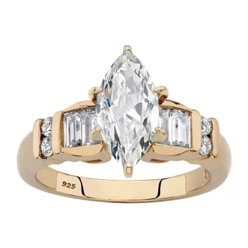 DiamonArt® Womens 2 1/2 CT. T.W. White Cubic Zirconia 14K Gold Over Silver Engagement Ring