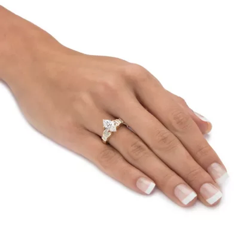 DiamonArt® Womens 2 1/2 CT. T.W. White Cubic Zirconia 14K Gold Over Silver Engagement Ring