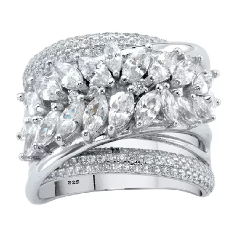 DiamonArt® Womens 4 1/4 CT. T.W. White Cubic Zirconia Platinum Over Silver Cocktail Ring