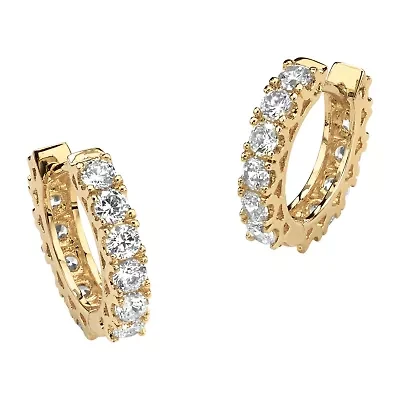 Womens 2 1/3 CT. T.W. Cubic Zirconia 14K Gold Over Brass 15mm Hoop Earrings