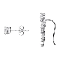 2 Pair DiamonArt® 1 3/4 CT. T.W. Cubic Zirconia Ear Climber and Stud Earring Set in Sterling Silver