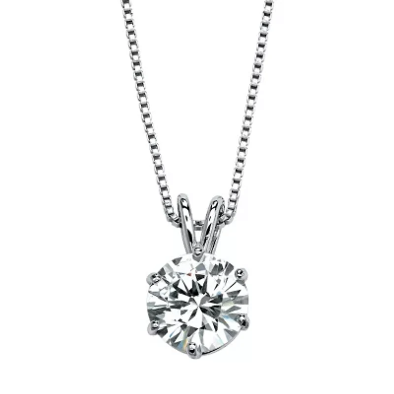 DiamonArt® Womens 3 CT. T.W. White Cubic Zirconia Platinum Over Silver Pendant Necklace