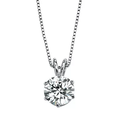 DiamonArt® Womens 3 CT. T.W. White Cubic Zirconia Platinum Over Silver Pendant Necklace