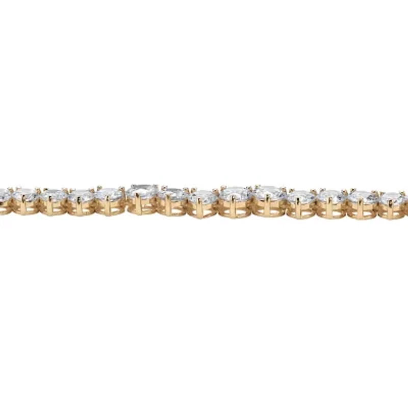 Womens White Cubic Zirconia 14K Gold Over Brass 16 Inch Tennis Necklace