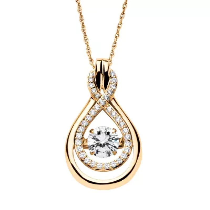 DiamonArt® Womens 1 1/4 CT. T.W. White Cubic Zirconia 14K Gold Over Silver Pendant Necklace
