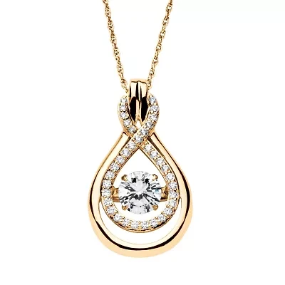 DiamonArt® Womens 1 1/4 CT. T.W. White Cubic Zirconia 14K Gold Over Silver Pendant Necklace