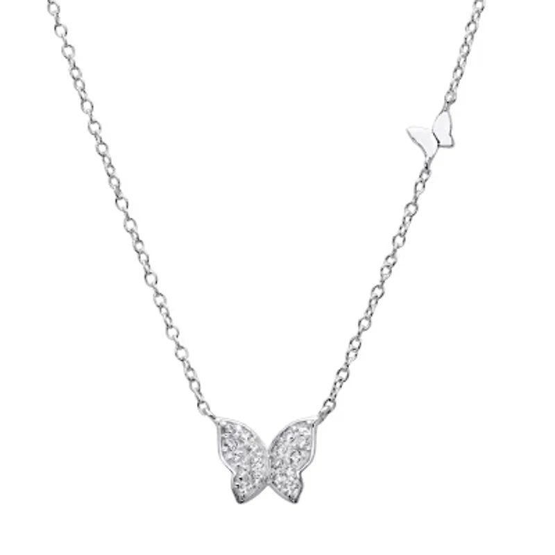 DiamonArt® Womens 1/6 CT. T.W. White Cubic Zirconia Sterling Silver Pendant Necklace