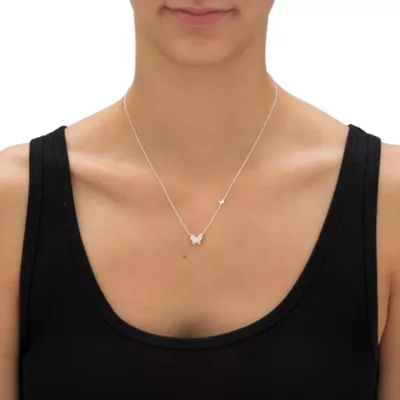 DiamonArt® Womens 1/6 CT. T.W. White Cubic Zirconia Sterling Silver Pendant Necklace