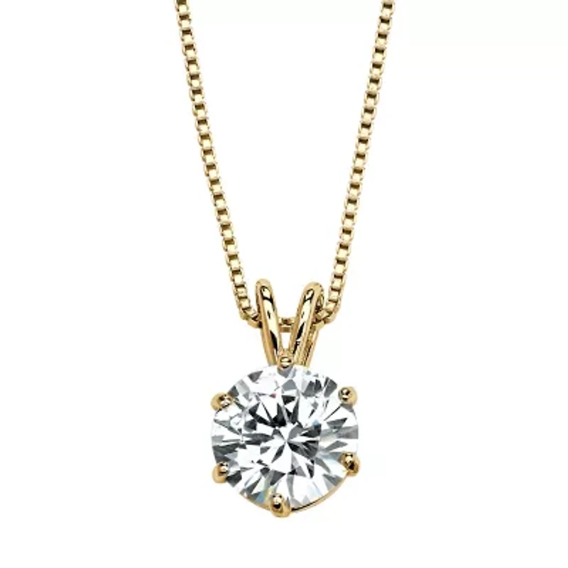DiamonArt® Womens 3 CT. T.W. White Cubic Zirconia 14K Gold Over Silver Pendant Necklace