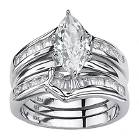 DiamonArt® Womens 3 1/2 CT. T.W White Cubic Zirconia Sterling Silver Bridal Set