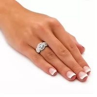 DiamonArt® Womens 3 CT. T.W. White Cubic Zirconia Sterling Silver Engagement Ring