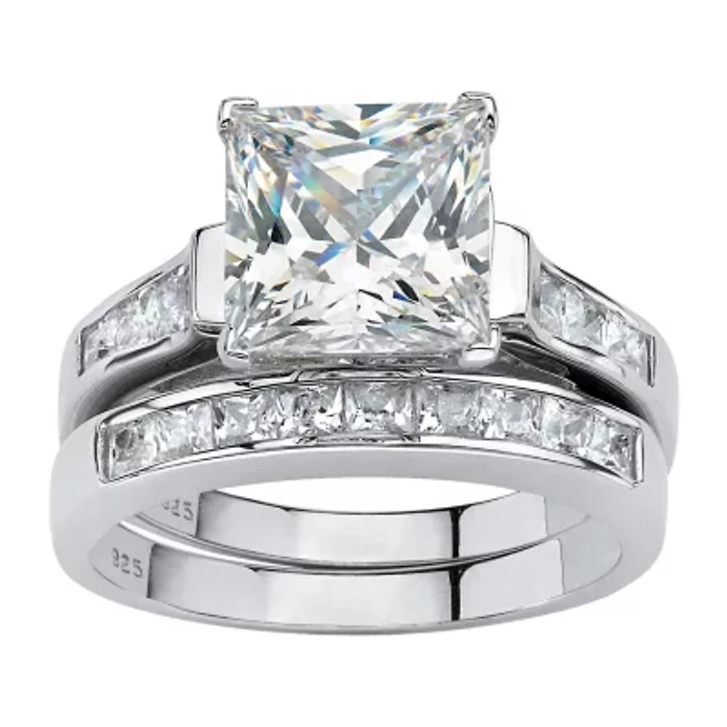 DiamonArt® Womens 4 CT. T.W. White Cubic Zirconia Platinum Over Silver Bridal Set