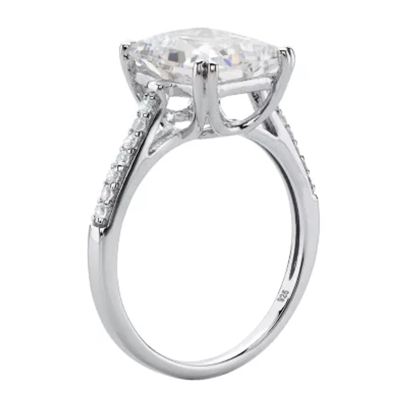 DiamonArt® Womens / CT. T.W. White Cubic Zirconia Platinum Over Silver Engagement Ring