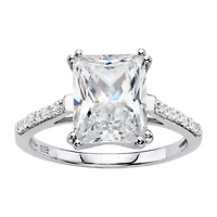 DiamonArt® Womens / CT. T.W. White Cubic Zirconia Platinum Over Silver Engagement Ring