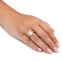 DiamonArt® Womens / CT. T.W. White Cubic Zirconia Platinum Over Silver Engagement Ring