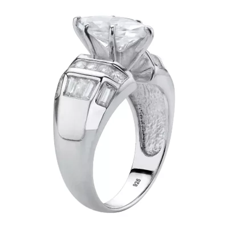 DiamonArt® Womens 3 1/4 CT. T.W. White Cubic Zirconia Platinum Over Silver Engagement Ring