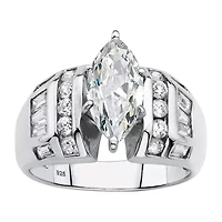 DiamonArt® Womens 3 1/4 CT. T.W. White Cubic Zirconia Platinum Over Silver Engagement Ring