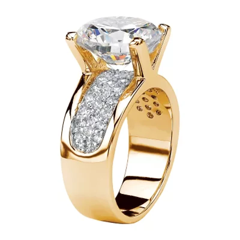 Womens Cubic Zirconia 14K Gold Over Brass Engagement Ring
