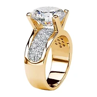 Womens Cubic Zirconia 14K Gold Over Brass Engagement Ring