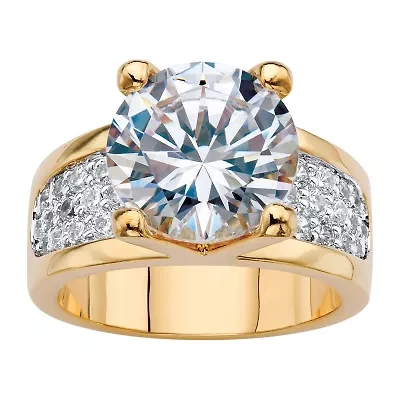 Womens Cubic Zirconia 14K Gold Over Brass Engagement Ring