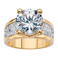 Womens Cubic Zirconia 14K Gold Over Brass Engagement Ring