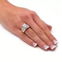 Womens Cubic Zirconia 14K Gold Over Brass Engagement Ring