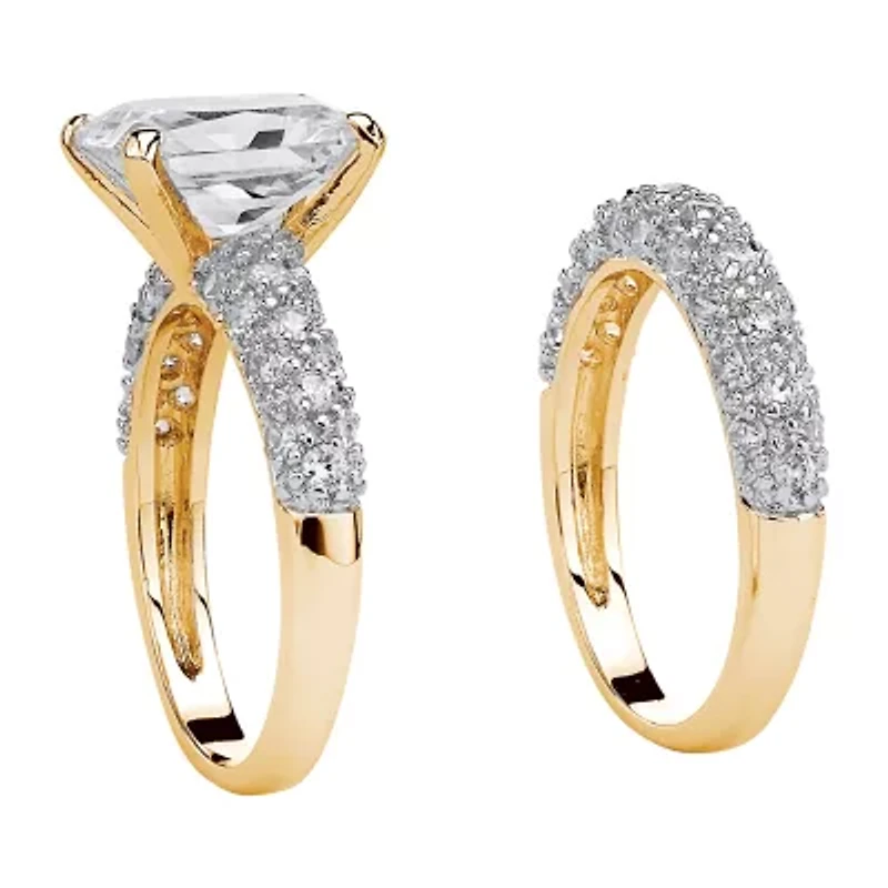 Womens Cubic Zirconia 14K Gold Over Brass Bridal Set