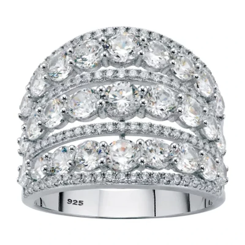 DiamonArt® Womens 5 1/4 CT. T.W. White Cubic Zirconia Sterling Silver Cocktail Ring