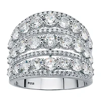 DiamonArt® Womens 5 1/4 CT. T.W. White Cubic Zirconia Sterling Silver Cocktail Ring