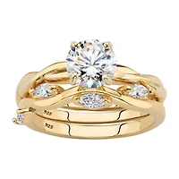 DiamonArt® Womens 1/ CT. T.W. White Cubic Zirconia 14K Gold Over Silver Bridal Set