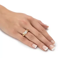DiamonArt® Womens 1/ CT. T.W. White Cubic Zirconia 14K Gold Over Silver Bridal Set