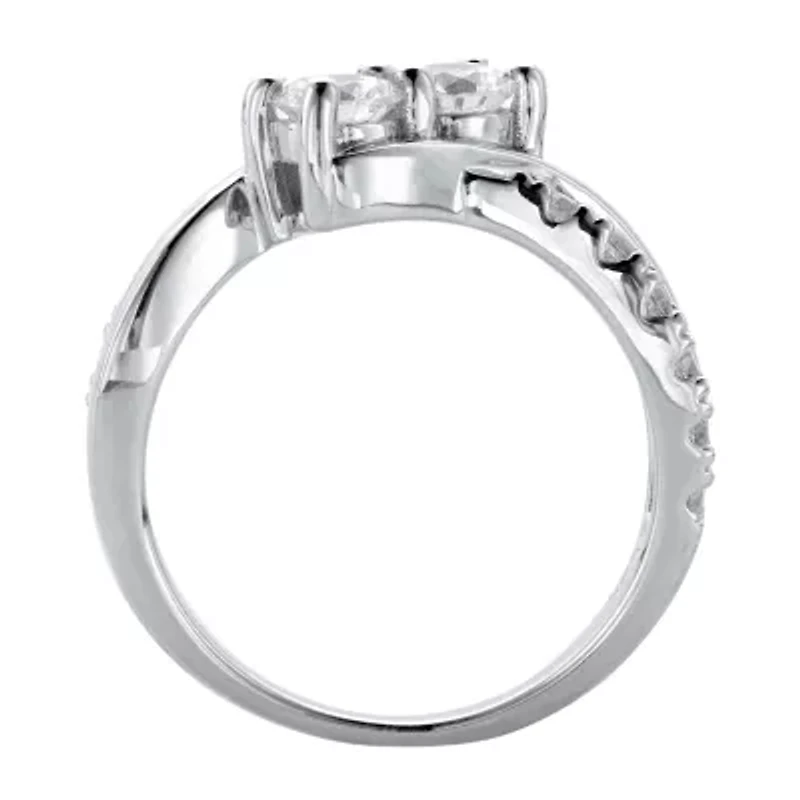 DiamonArt® Womens 1 1/5 CT. T.W. White Cubic Zirconia Platinum Over Silver Promise Ring
