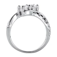 DiamonArt® Womens 1 1/5 CT. T.W. White Cubic Zirconia Platinum Over Silver Promise Ring
